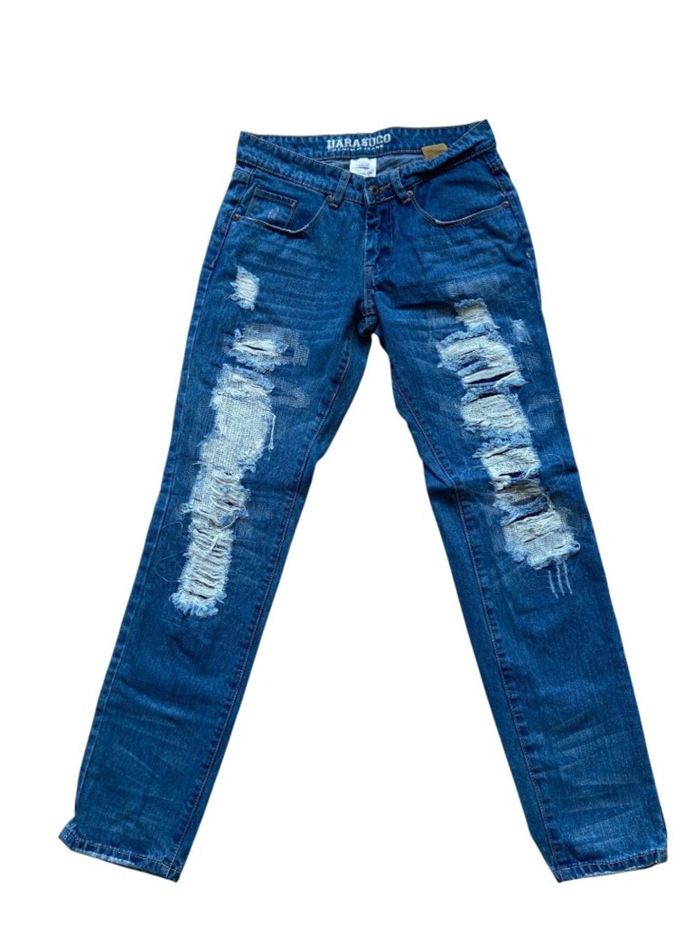 Parasuco Womens Y2K Distressed Patchwork Jeans Size27 Destroyed Denim Streetwear